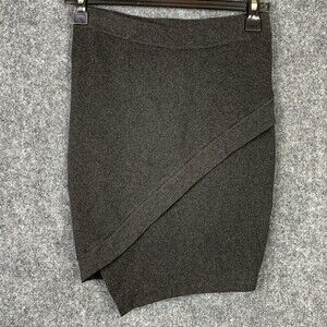 BCBGeneration Knit Skirt Women XXS Wrap Asymmetrical Pull-on Charcoal